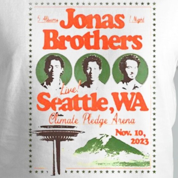Jonas Brothers 2023 Seattle WA Concert Graphic T-Shirt Exclusive Tour Fan Tee 05 - Picture 2 of 5